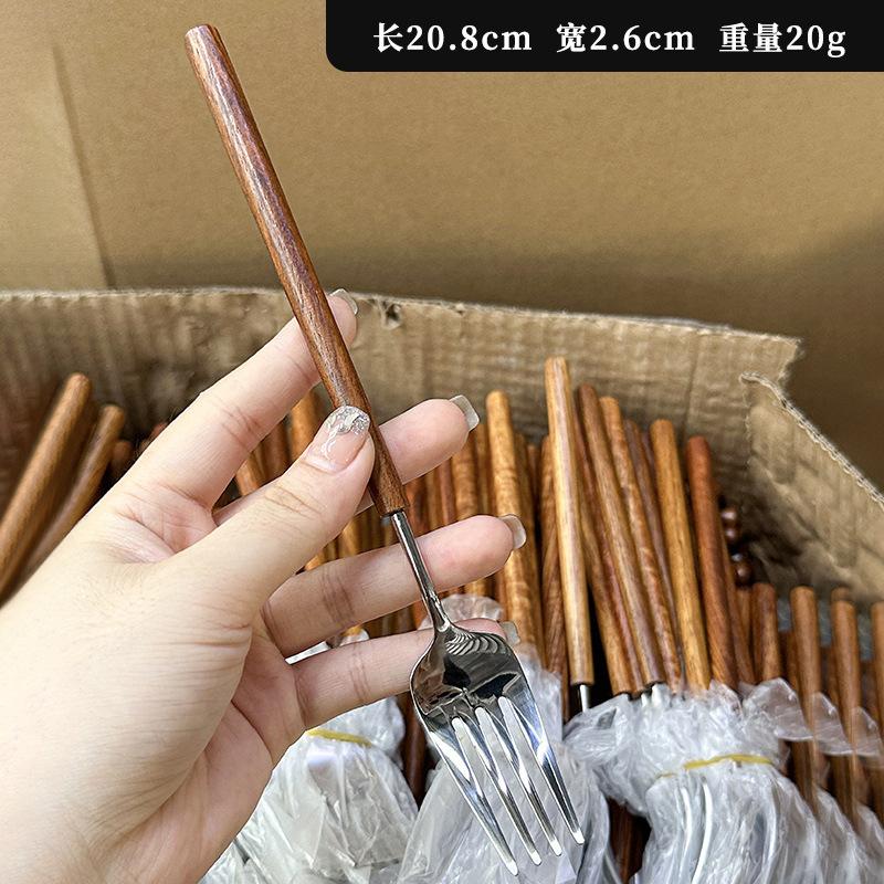 304 stainless steel rosewood handle knife, fork and spoon Japanese wooden handle knife, fork and spoon Western restaurant steak knife, fork and spoon