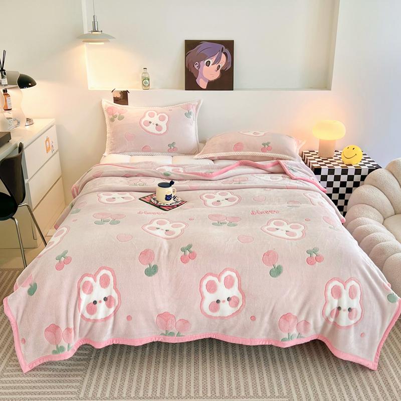 1pc Skin-friendly Blanket Cute Cartoon Bedspread Flannel Blankets Warm Sofa Towel Nap Shawl Cobijas De Camas (No Pillowcase)