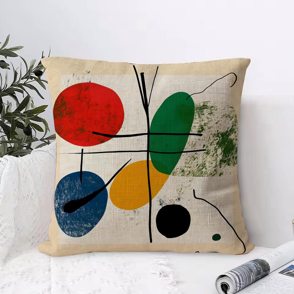 J-Joan M-Miros Art Cushion Cover Breathable Linen Pillow Cover Skin-Friendly Home Decor Pillowcase With Hidden Zipper
