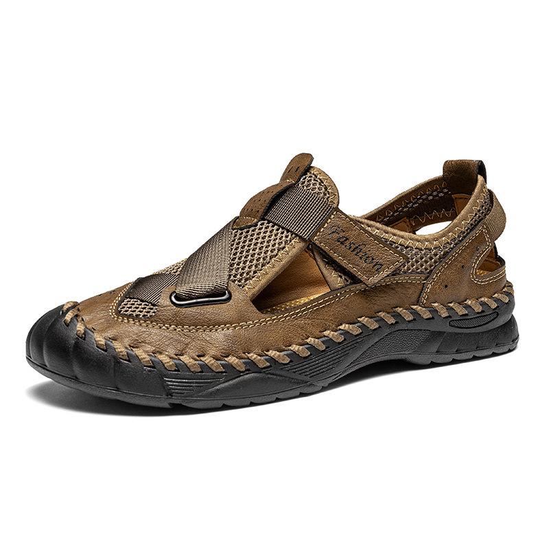 Men s 2025 Summer Plus Size Breathable Mesh Closed-Toe Outdoor Casual Sandals 44 хаки