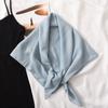 Head Scarf Solid Color Versatile Silk Scarf Women's Summer Air-conditioned Room with Cotton and Linen Shawl Simple Temperament Scarf