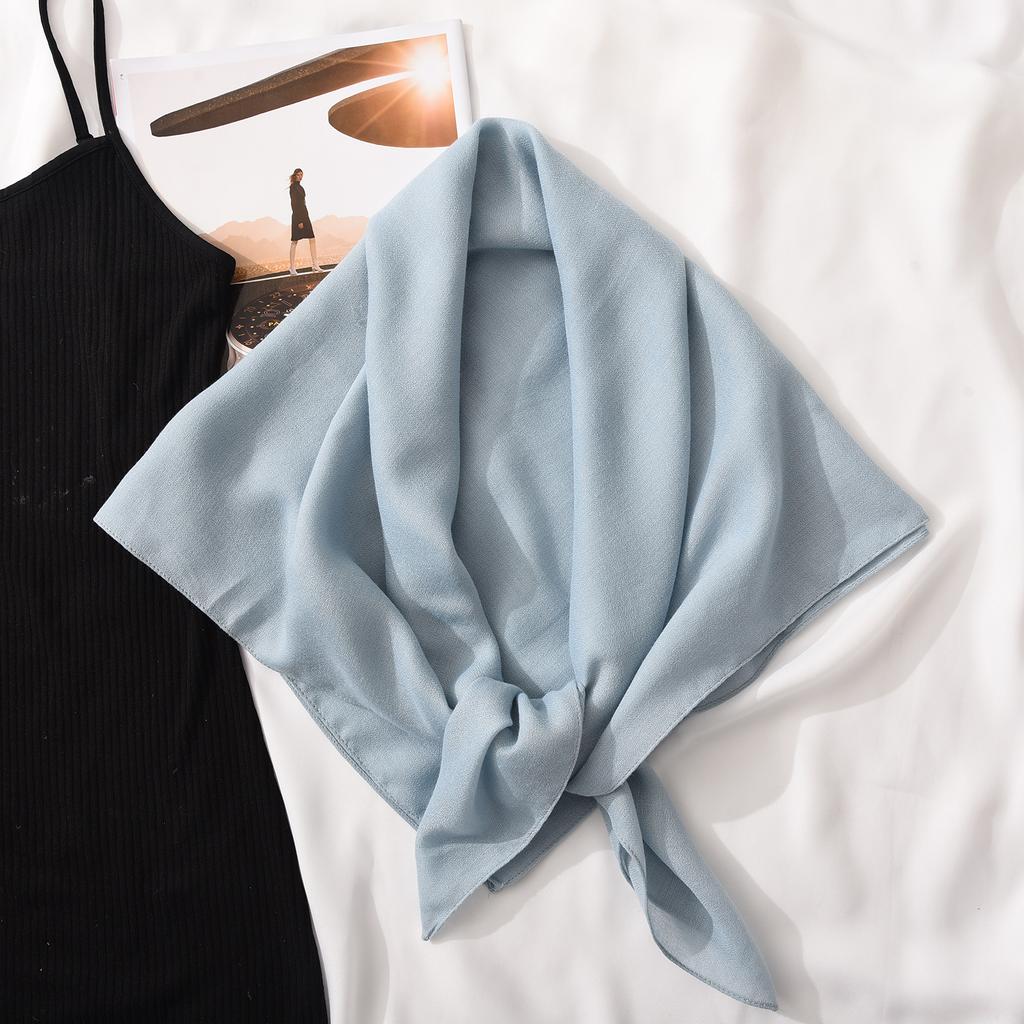 Head Scarf Solid Color Versatile Silk Scarf Women's Summer Air-conditioned Room with Cotton and Linen Shawl Simple Temperament Scarf