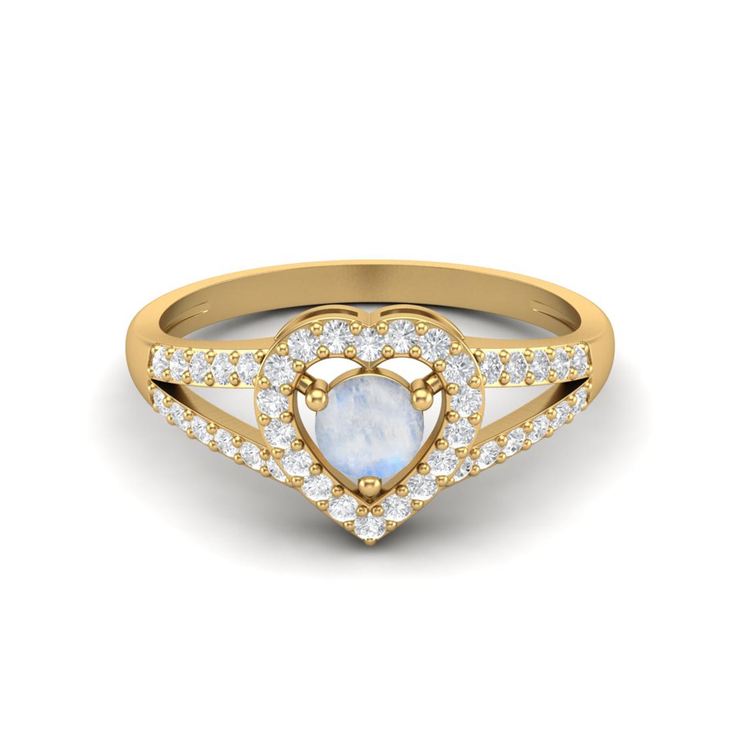 

1.05 Cts Round Moonstone Heart Shape 925 Sterling Silver Gold Vermeil Split Shank Women Wedding Ring 11 ярко-розовый