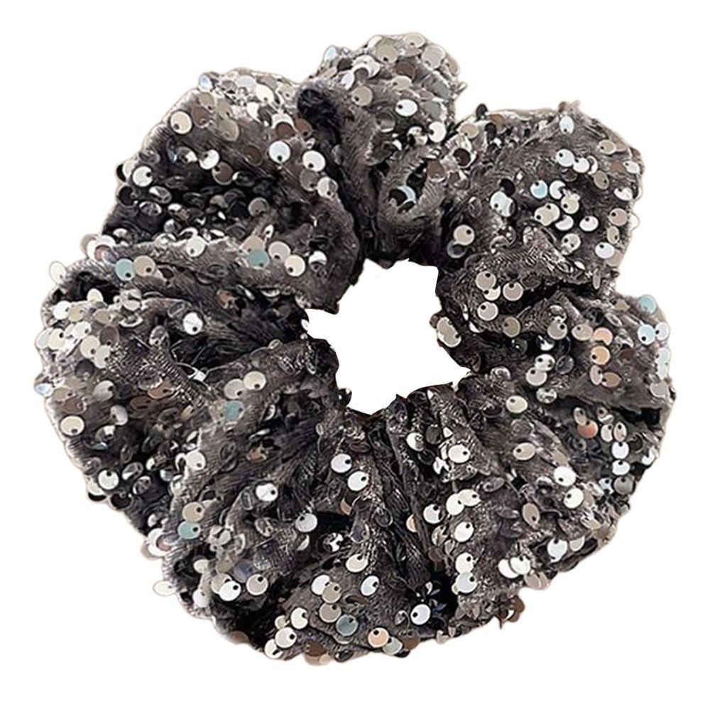 Black and Silver Elastic Hair Tie Sequin Party Hair Accessories Elegant Ponytail Holder  for Women