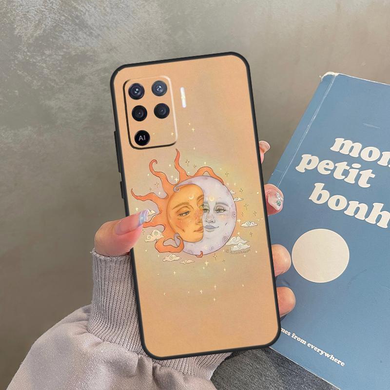Sun Moon Aesthetic Case For Oppo A74 A94 A54 A18 A38 A58 A78 A98 A40 A60 A80 A16 A76 A96 A15 A17 A77 A57S Cover