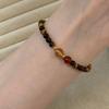 s9Pure silver natural tiger eye stone bracelet, red agate and yellow crystal beaded bracelet for women, niche Maillard style jewelry