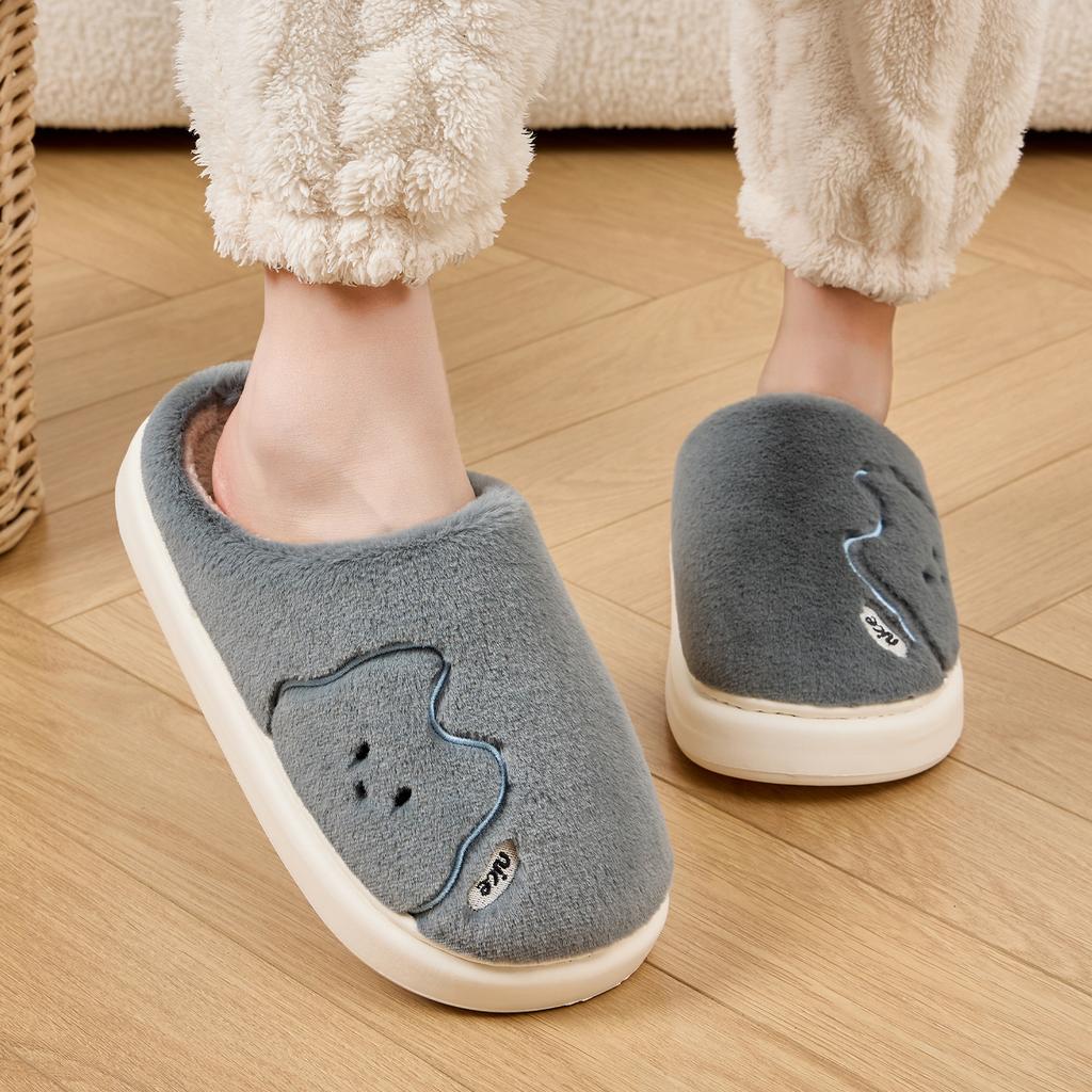 Cartoon Women Home Slippers Plush Warm Thick Bottom Slides Cute Soft Non-slip Slippers Indoor Outdoor Men Casual Slippers