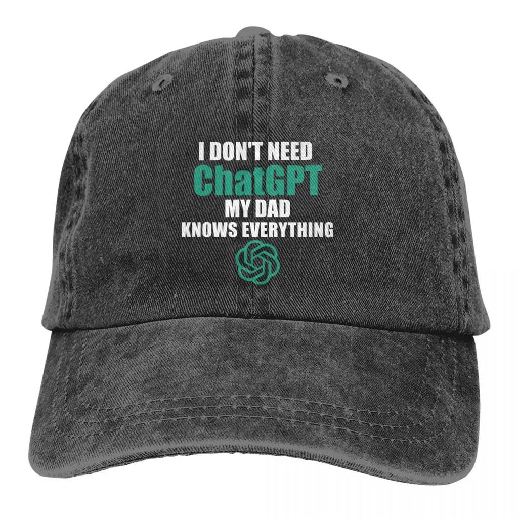 Vintage Funny Chatgpt My Dad Knows Everything Baseball Cap Unisex Distressed Denim  Hat Outdoor Running Golf Hats Cap
