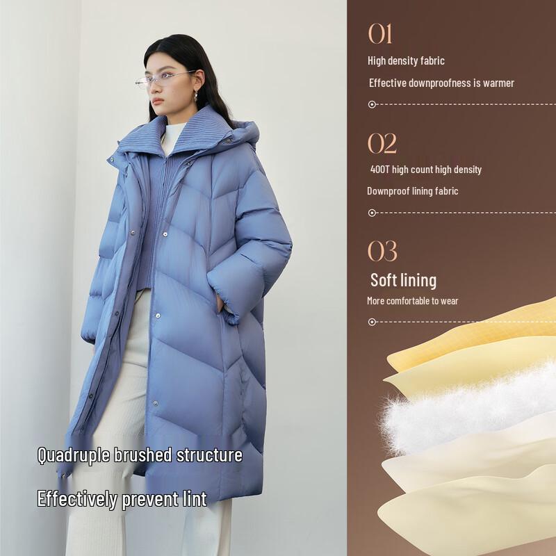 Ailiaiyi Women's Long Puffer Down Coat with Detachable Knit Collar