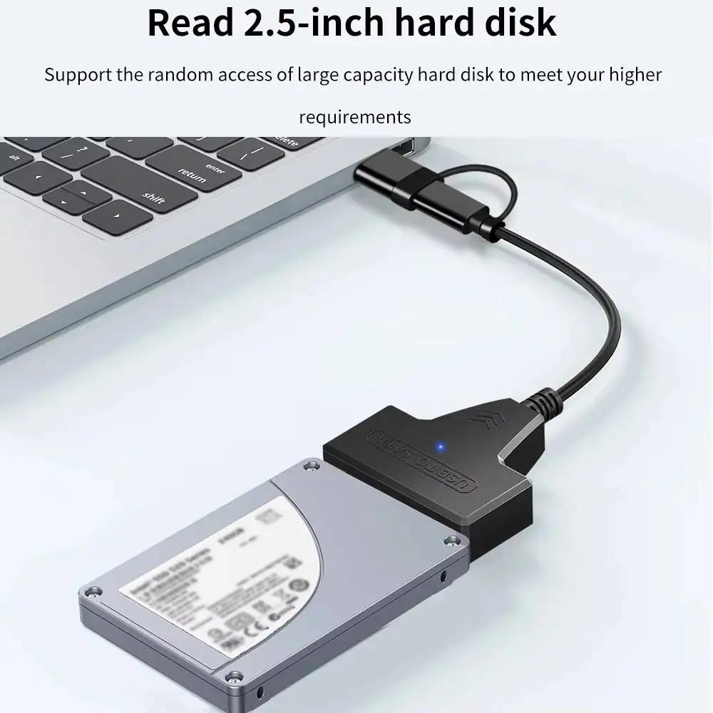 SATA zu USB 3.0/Type-C Adapter Sata-Kabel 2,5/3,5 Zoll SSD HDD SATA III Festplattenlaufwerk mit 12V/2A Netzteil