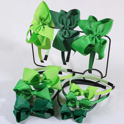 3 Stück 3''4''5'' Band Haar Schleifen Stirnbänder für Mädchen ST'Patrick's Day Stirnband Grüne Farben HaarBänder für Party Haar Accessoires