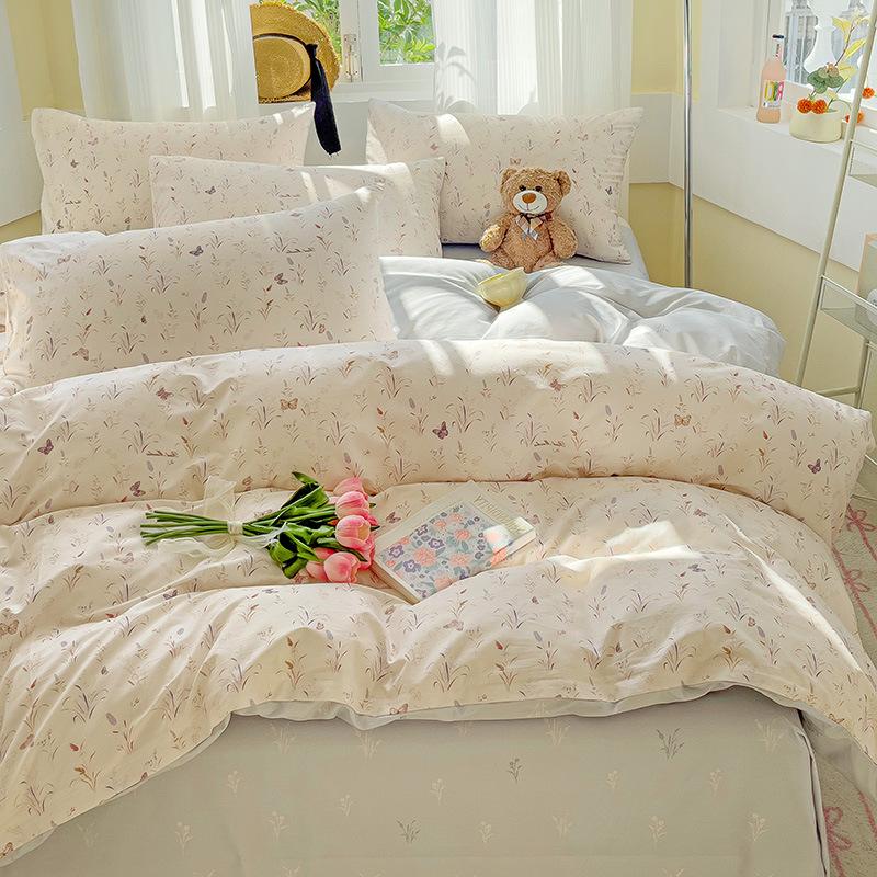100% Cotton Bedding Four-piece Set, Skin-friendly, Breathable, Soft and Comfortable Bed Sheet Pillowcase, Quilt Cover Set