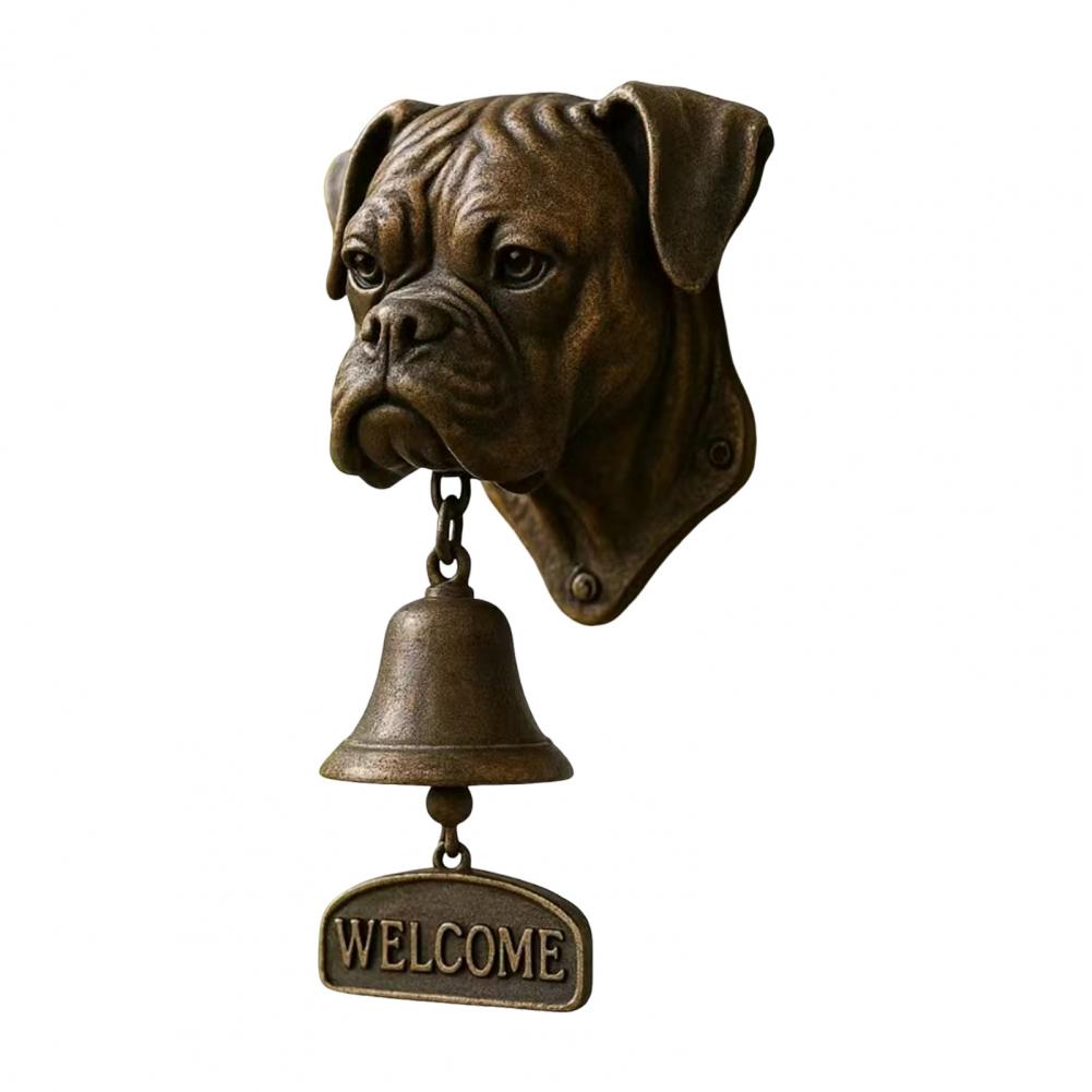 Wall-mounted Clock Decorative Doorbell Vintage Dog Welcome Door Bell Charming Puppy Head Shopkeeper Bell for Home Office