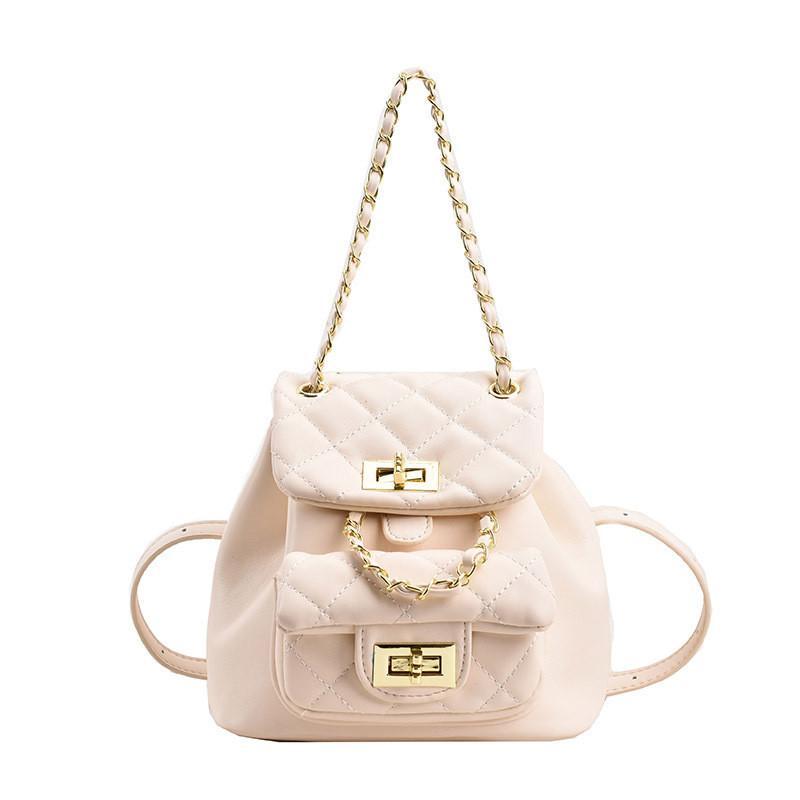 2023 New Fashion Diamond Grid Chain Lightweight Casual Large Capacity Backpack Lady Small Fragrance Style All-match Women's Small Backpack