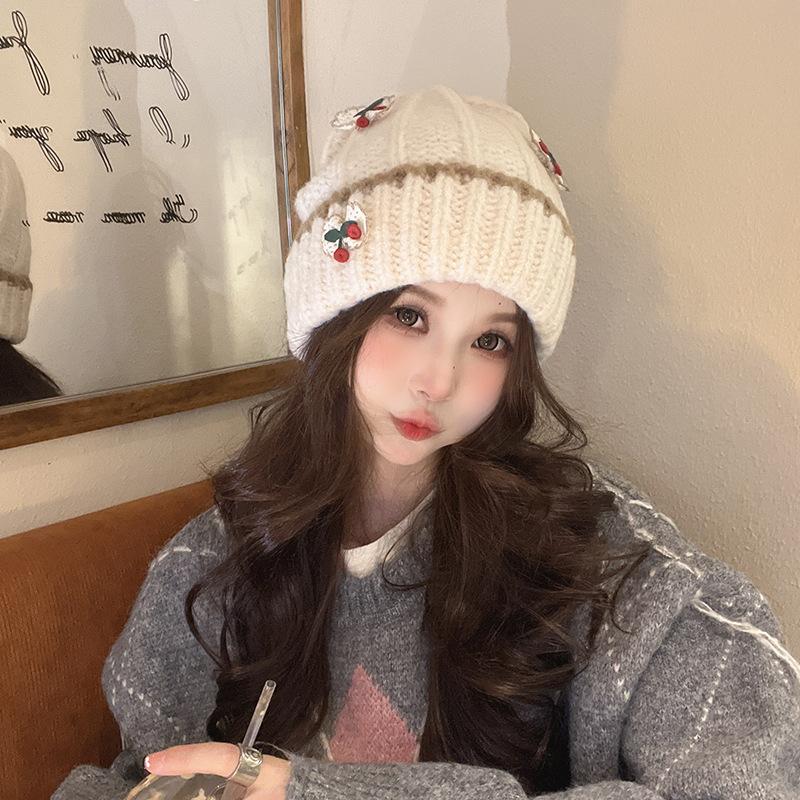 New Wool Hat for Women Warm and Cold Hat Showing Their Faces Cute Knitted Hat for Women Plus Velvet Ear Protection Head Hat for Women