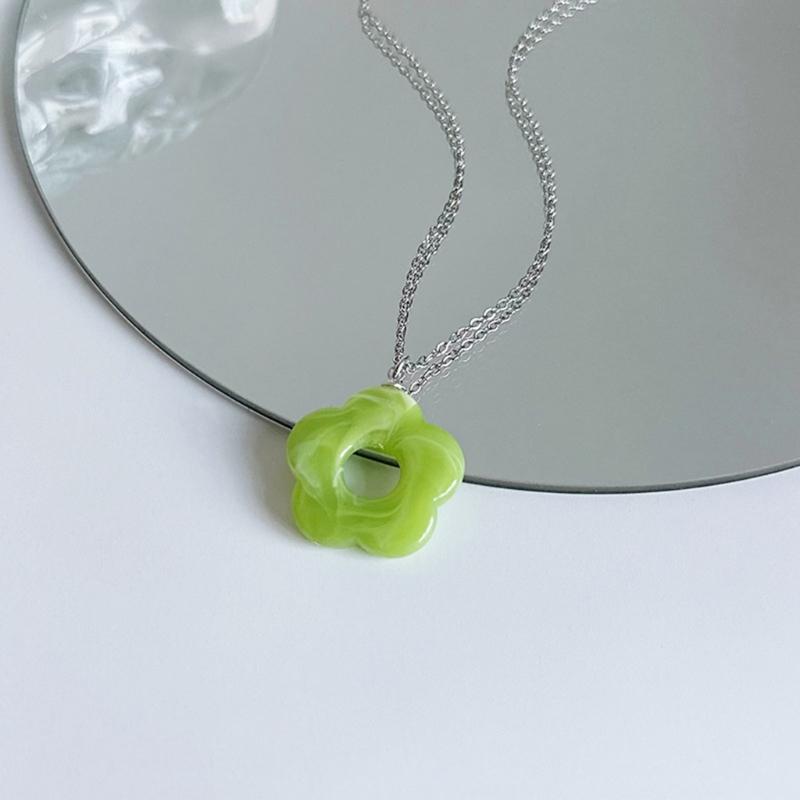 Simple Acrylic Flower Pendant Necklace Fashion Collar Necklaces Clavicle Chain Choker Necklace Neck Chain Jewelry