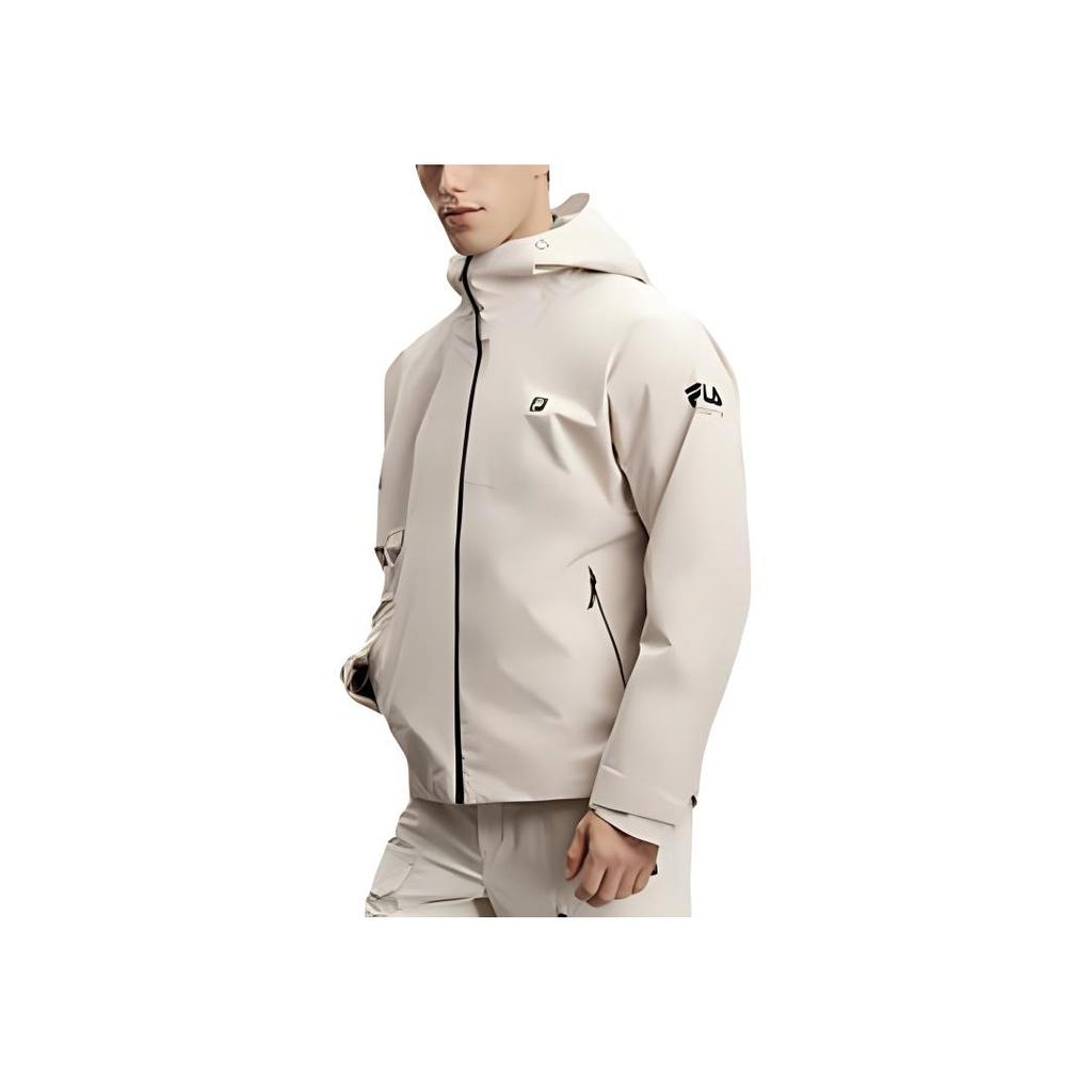 FILA Solid Color Casual Loose Hooded Zipper Long Sleeve Waterproof Windproof Jacket Men Jacket Garden-Gray A11M417708F-GY