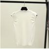 Summer New Simple Solid Color Semi-turtleneck Pleated Pullover Sweater Women Wear Sleeveless Vest Top