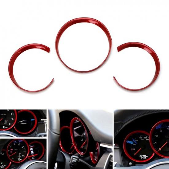 Red Dashboard Gauge Surrounding Ring Decoration Trim For 2014- Porsche Macan
