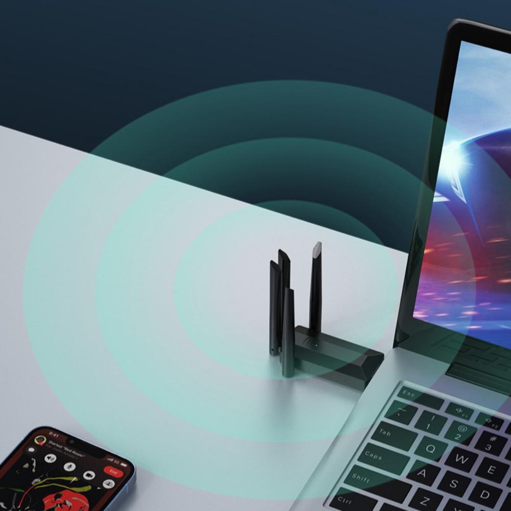 1200M High Speed 5G Dual Band USB WiFi Adapter for Desktop PC No Installation Strong Signal Penetration