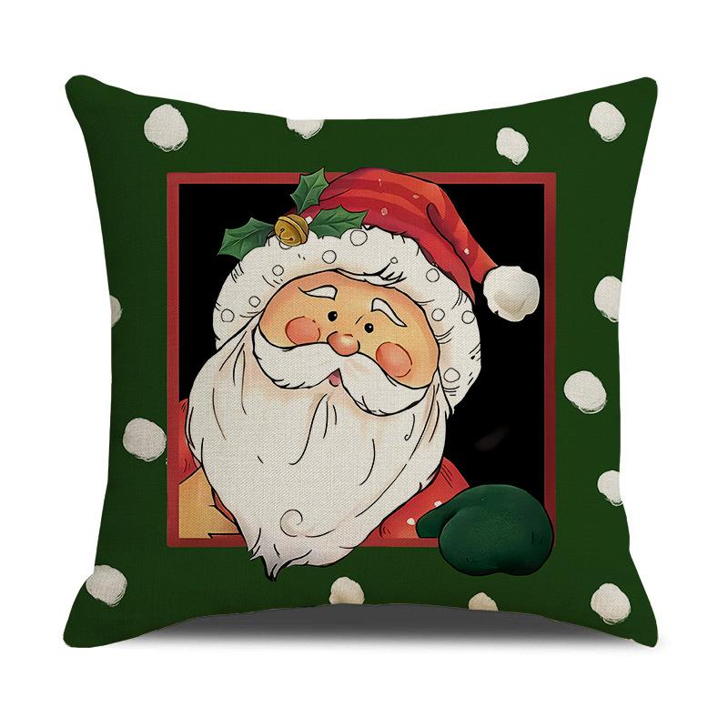 

Christmas Pillow Linen Print Santa Claus Living Room Sofa Home Cushion Cover Bedroom Cushion 45 * 45Cm (pillowcase only)