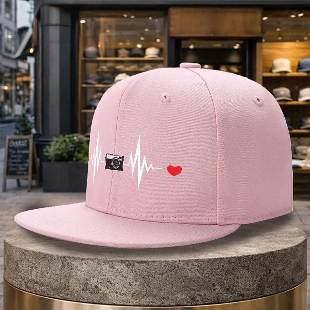 Photographer Heartbeat Camera Graphic Baseball Cap Adjustable Snapback Hat Casual Outdoor Unisex One Size