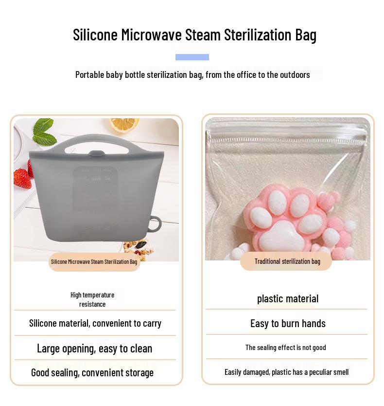 Silicone Microwave Steam Sterilization Bag for Baby Bottles, Pumps & Pacifiers
