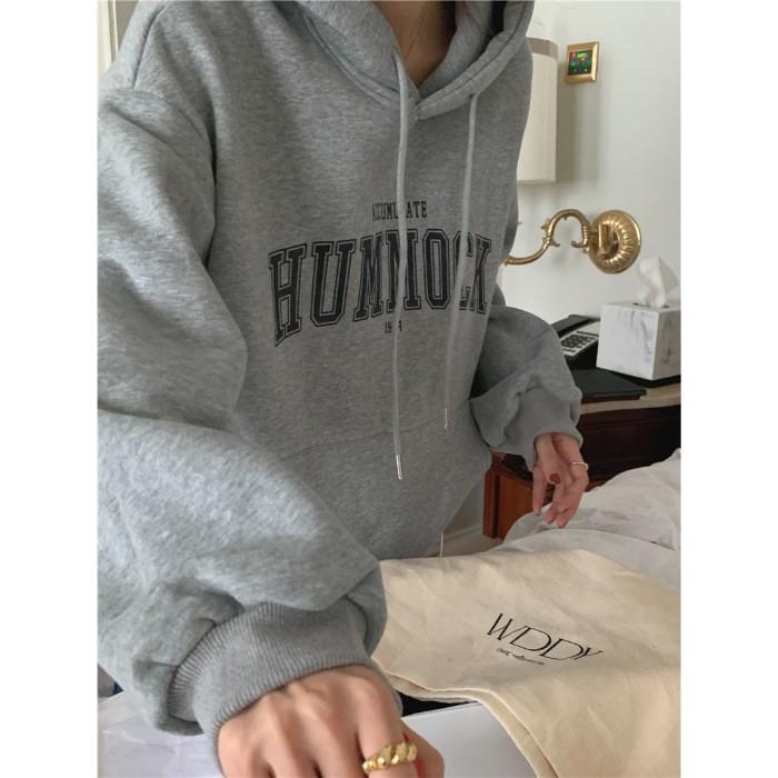 Fleece Hooded Sweater Women's New Loose Letter Printing Korean Version Fashion Student Coat Tide