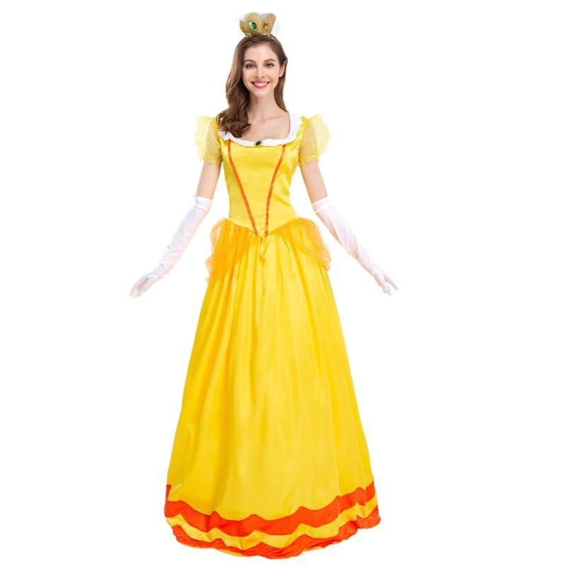 Princess Peach Costume Women Cosplay Party Halloween Masquerade Dress Up Clothing for Women Pink Fancy Dress