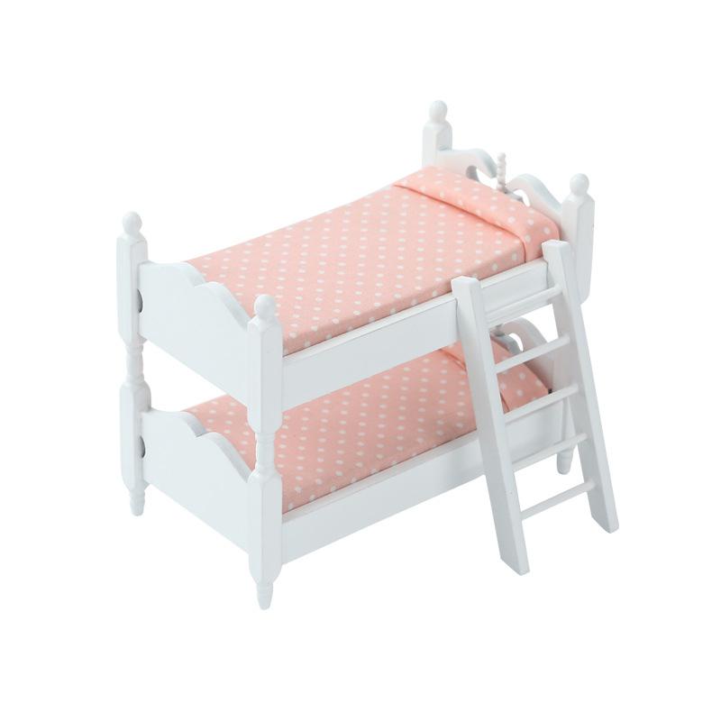 1:12 Dollhouse Miniature Bunk Bed Toy Stacking Bed Furniture Home Model Decor Toy Doll House Accessories
