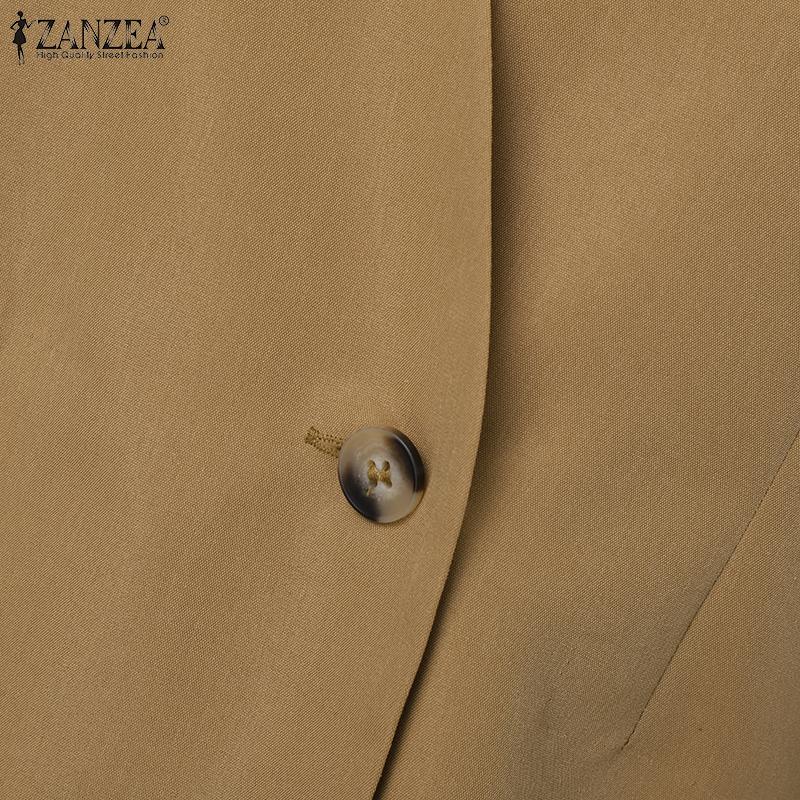 ZANZEA Women Autumn V-Neck Solid Color Long Sleeve Cardigan Suit Jackets