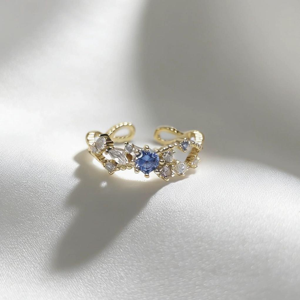 New Fashion Crystal Zircon Rings Sweet Flower Leaf Butterfly Adjustable Open Rings Female Wedding Engagement Jewelry Gift