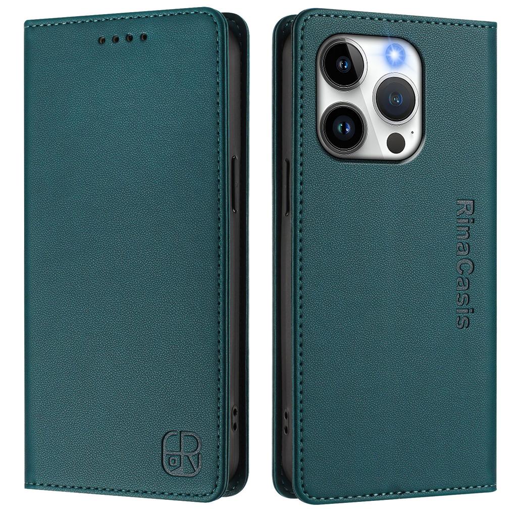 For iPhone 15 Pro Leather Case RINACASIS RC01 Phone Cover with RFID Blocking Wallet Stand
