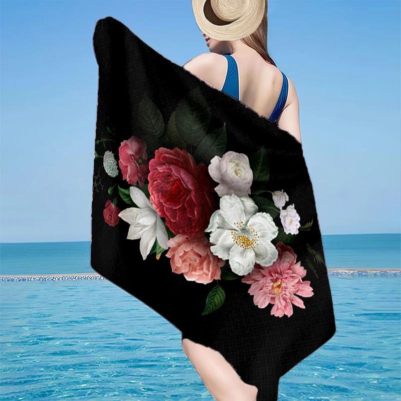 Floral Elegance In Bloom Beach Towel, Super Soft Microfiber, Gift for Her/Him, Birthday, for Pool, Beach, Travel, Home Decor Fan gifts