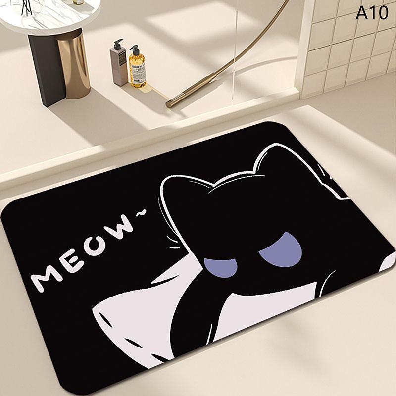 

Коврик для пола с милым котом, диатомовая грязь, коврик для ванной, коврик для входной двери, впитывающий воду, быстросохнущий, утолщенный коврик для туалета