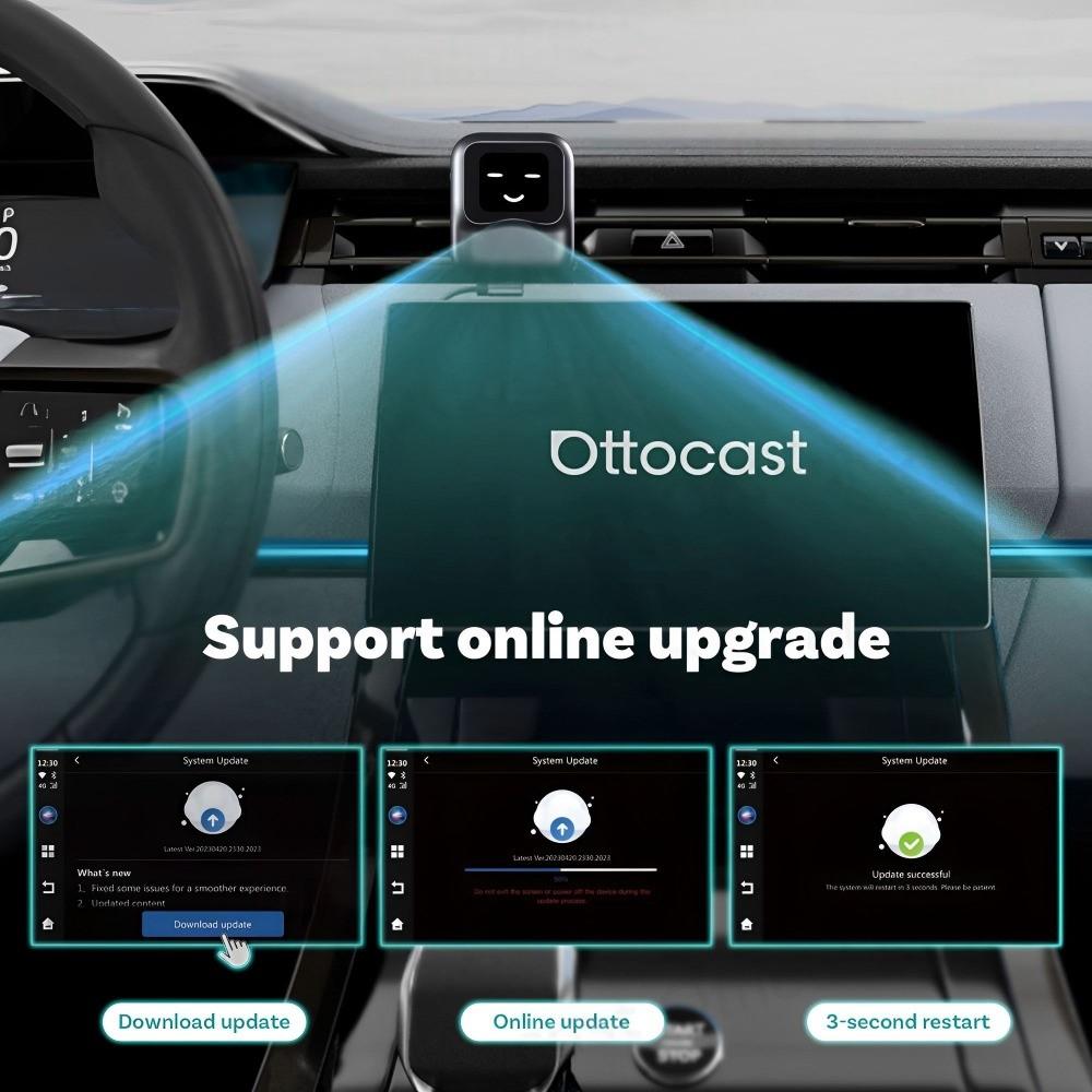 OTTOCAST Nano AI BOX Wirelss Carplay Android Auto AdaPter Android 13 QCM6225 8+128GB Voice Control Video Box