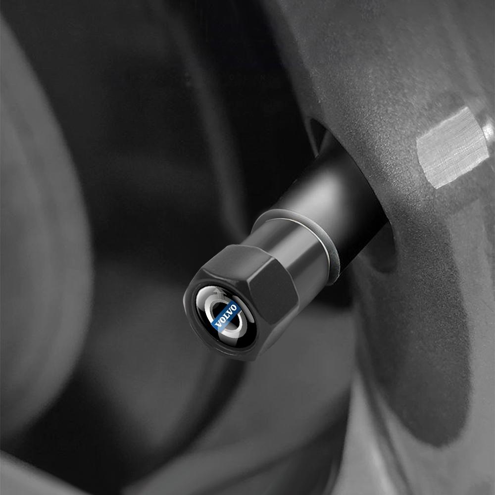 4Pcs/Set Car Wheel Tire Valve Caps Aluminum Stem Cover For Volvo R Design T6 AWD S40 S60 S90 XC40 XC60 XC90 V40 Auto Accessories