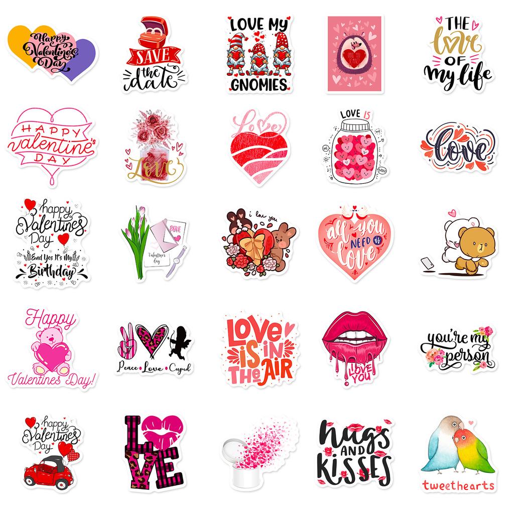 50 Valentinstag Aufkleber LIEBE Romantisches Geständnis Koffer Laptop Roller Abnehmbare Aufkleber