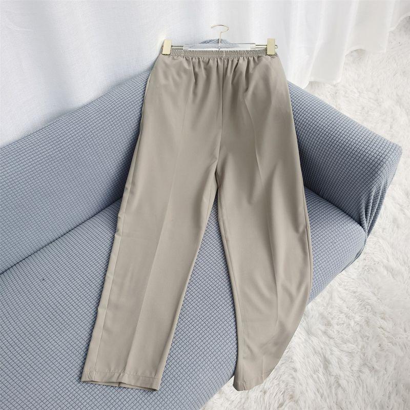 

Женские шелково-хлопковые брюки Брюки на все случаи жизни Женские брюки с естественной талией Прямые брюки гаремы Повседневные укороченные брюки Стройнящие Свободные рабочие брюки Light gray 3XL