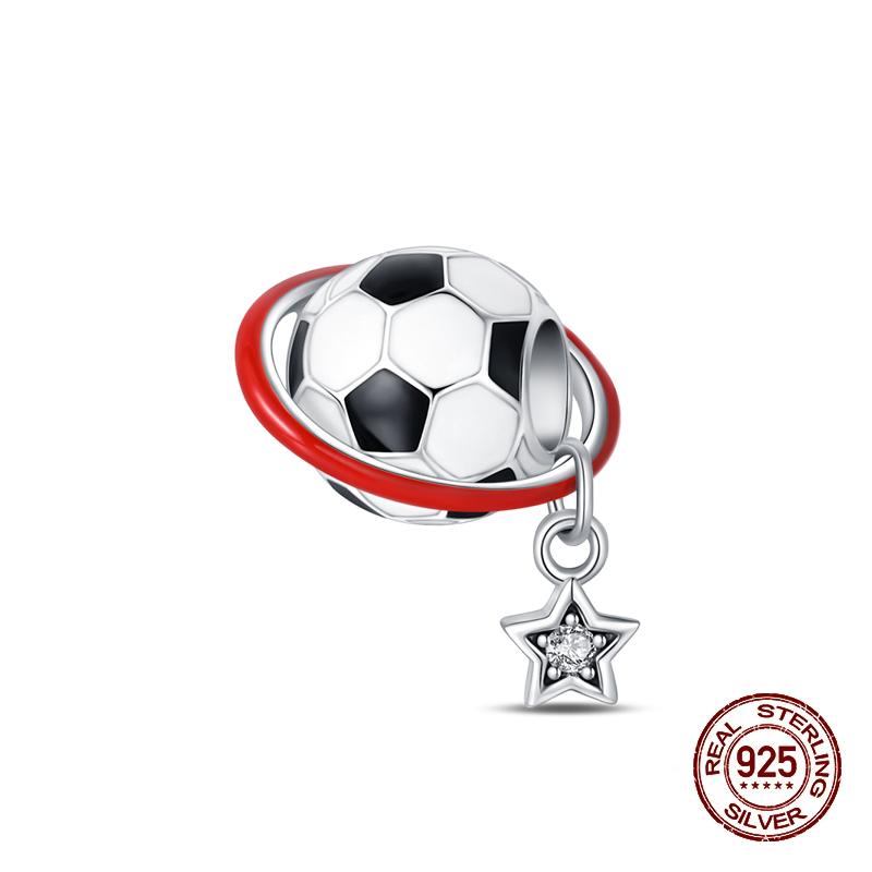 Sports Series Charm Jewelry Football Beads 100% Copper Pendant Fit 3Mmoriginal Bracelets Diy Souvenir Gift