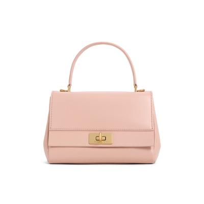 Charles & Keith Soft Lock Messenger Bag Women Handbags Cream Black Light-Pink CK2-50671771
