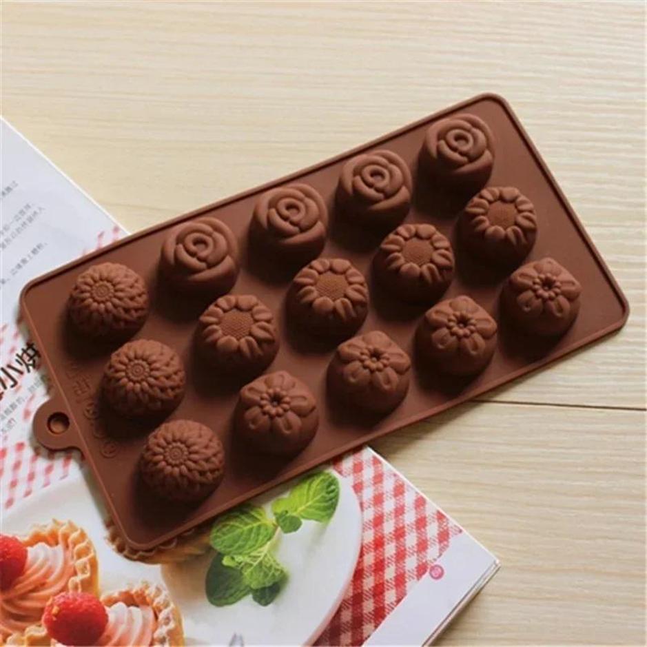 Non Stick Different Styles Chocolate Molds Silicone 15 Cavity Molds 100% Food Grade Silicone Moulds For Chocolate Gummy Candy