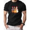 Men's Cartoon Style Chicken Group Pattern Printed Summer Casual Round-neck Short-sleeved T-shirt