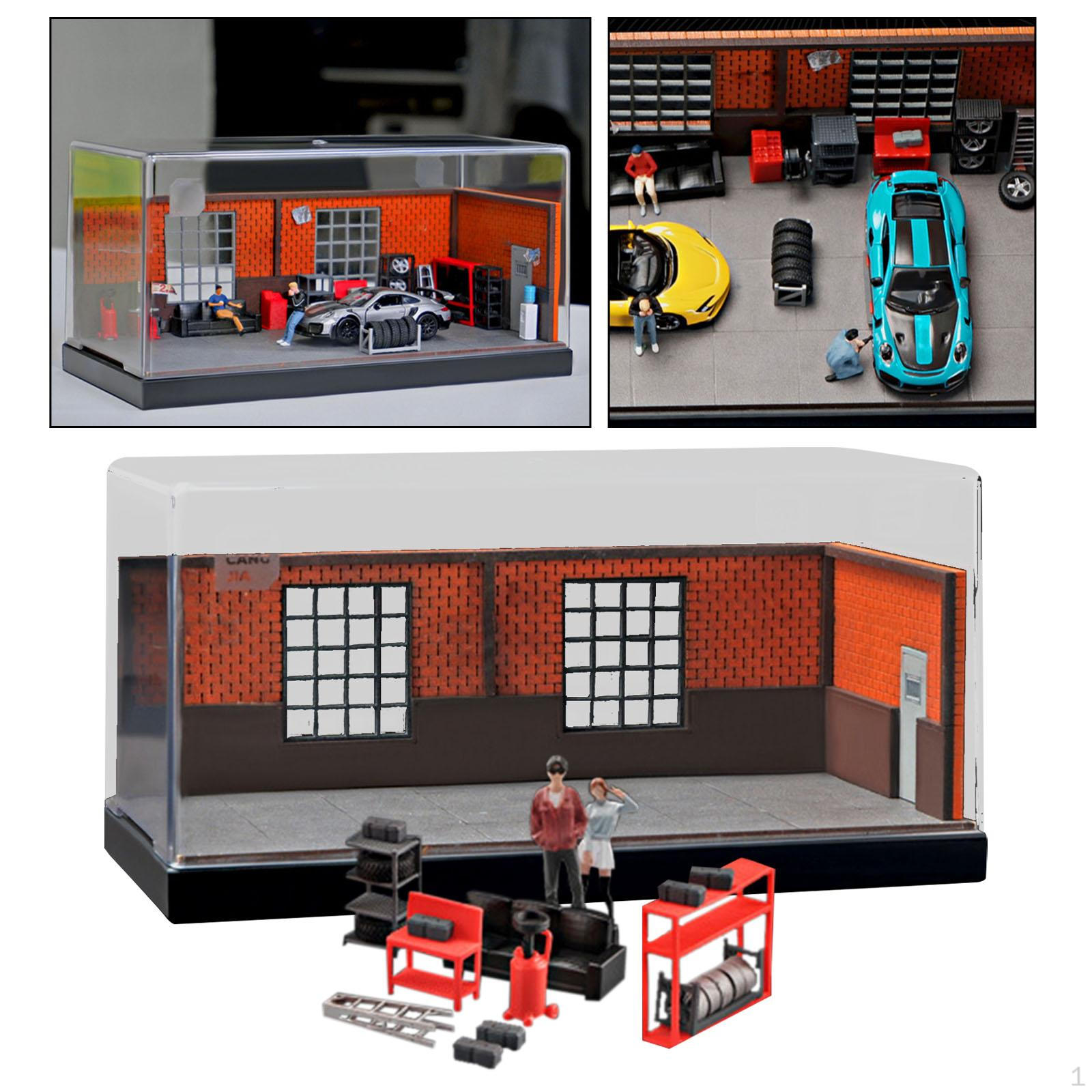 1:Витрина для моделей автомобилей в масштабе 1:64, Диорама мастерской, Коллекционная витрина для автомобилей