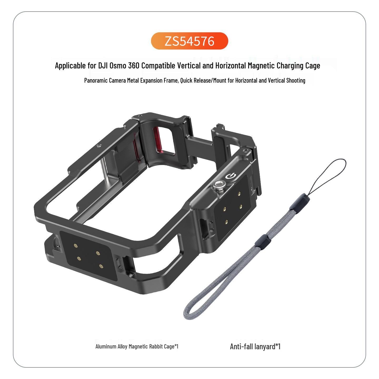 DJI OSMO 360 Camera Metal Rabbit Cage: Rechargeable, Vertical & Horizontal Shooting, Magnetic Quick Release Protective Frame.