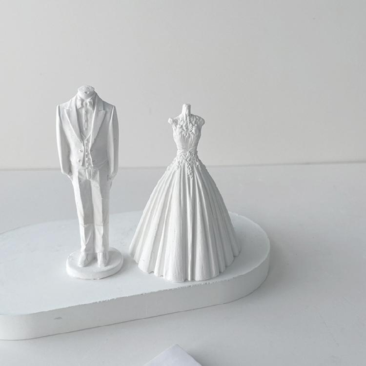 3D Bride Wedding Dress Silicone Candle Mold Bridegroom Suit Resin Casting Moulds