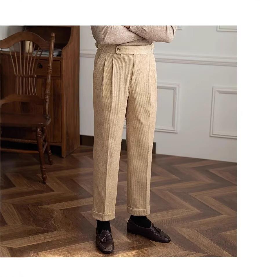 Autumn and winter corduroy drape pants nine-point pants men's hot-selling straight casual pants