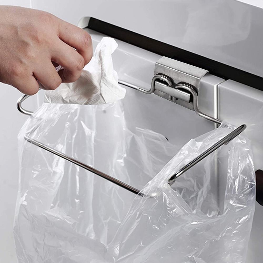 Steel Trash Bin Rubbish Can Garbage Bag Rack Hanging Basket Trash Bag Holder Storage Organizer