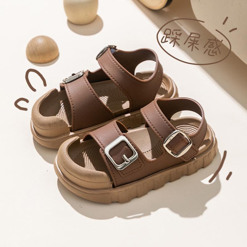 Girls Sandals New Summer Non-Slip Soft Sole Girls Middle and Large Children Velcro Children's Shoes Baby Beach Sandals