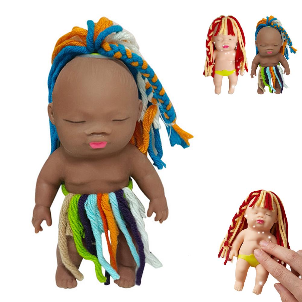 

Girls Toy Curly Hair Bean Eye Vinyl Doll Dress Up Dark Skin Mia Potato Dolls Movable Action Figure Body Children Gift